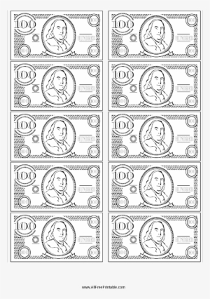 100 Bill Fake Money Main Image - Printable Play Money Black And White ...