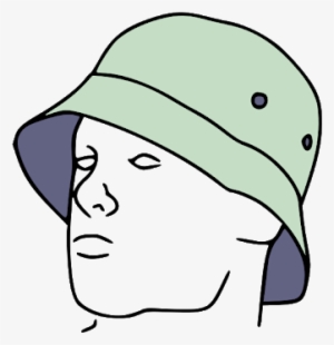 A Soft Cotton Hat With A Wide, Downwards-sloping Brim - Bucket Hat Drawing #1642097