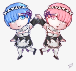 Zero// Rem And Ram-chibi Fan Art By Xon3dlx On Deviantart - Ram Chibi Re Zero #1645523