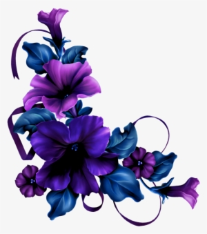 Coins,corners,bordures - Corner Flowers Blue Png #1645972