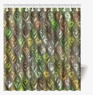 Rhombus, Diamond Patterned Green Shower Curtain - Leather #1646780