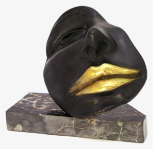 Black Sexy Bronze Sculpture Of A Partial Face With - Sculpture #1649985