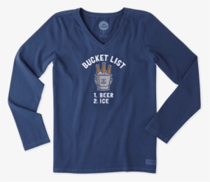 Women's Bucket List Long Sleeve Crusher Vee - Life Is Good #1650044
