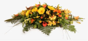 Yellow And Orange Casket Spray - Funeral Flowers Png #1650894