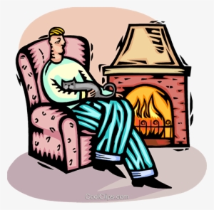Man Sitting By The Fire Royalty Free Vector Clip Art - Clip Art #1653520