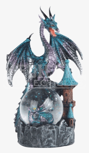 Blue Dragon On Castle Snow Globe #1654179