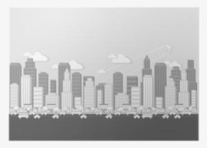 Black And White Cartoon City Landscape Poster • Pixers® - Drawing #1654262
