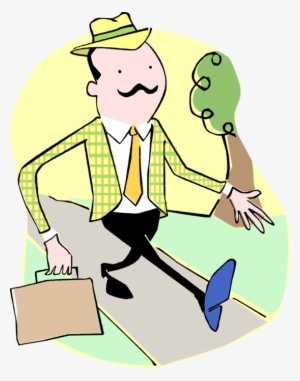 Vector Illustration Of Businessmen Salesman Walks On - Cartoon #1654523