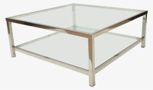 Square Chrome And Glass Coffee Table #1656575