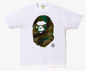 A Bathing Ape Woodland Camo Mad Face Tee - Bathing Ape Logo #1658375