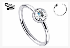 Nocr06z - Piercing Ring Met Plat Kristal - 10 Mm - Licht Paars #1659130