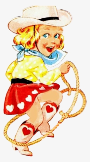 Cowgirl W/lasso Valentine - Vintage Little Cowgirl #1661992