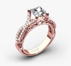 Verragio Afn 5003 2 Pave Twist Diamond Engagement Ring - Rose Gold Rings Png #1665753