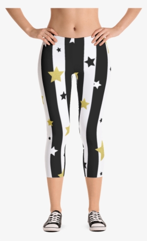 Golden Stars And Stripes Capri Leggings - Nothing. #1668036