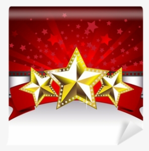 Background With Golden Stars On The Red Banner And - Kino Clipart #1668268