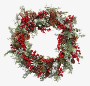 Decorative Wreath With Pine Cones And Red Berries - Wreath #1669057