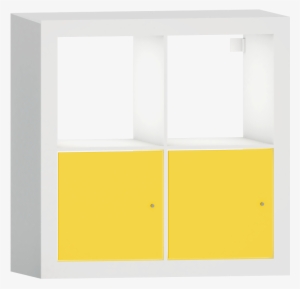 Kallax Shelf With Doors White Yellow Square 3d View - Computer-aided Design #1670169