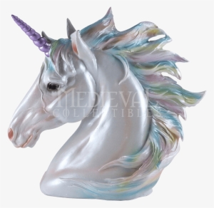 Rainbow Unicorn Head Figurine 7.5" High Resin #1670895