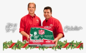 Peyton Manning And "papa" John Holding A Pizza Together - Papa John Peyton Manning #1671609