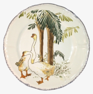1 Dessert Plate Oies Cendrées - Gien France Grands Oiseaux Dessert Plate Cygnes 9 In. #1671611