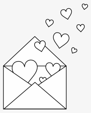 Colorable Love Letter - Valentine Mailbox Coloring Page #1671836
