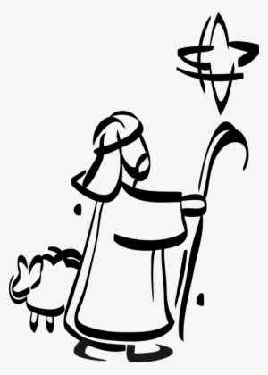 Vector Illustration Of Shepherd Or Sheepherder With - Stern Über Bethlehem Clipart #1671883