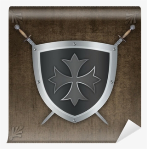Decorative Silver Shield With Maltese Cross And Swords - Escutcheon #1672082