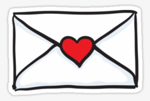 Love Letter Sticker Featuring A Cartoon Illustration - Cartoon Envelope With Heart #1672316