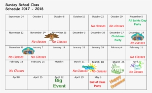 Sunday School Calendar 2017-2018 - Spring Break #1674494