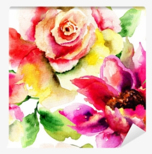 Seamless Pattern With Summer Flowers Wall Mural • Pixers® - Wilde Poesien By Susann Kraft 9783738624977 (paperback) #1675791