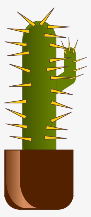 Cactus, Cartoon, Plant, Desert, Spikes, Potted, Pot - Cactus Spikes Cartoon #1679772