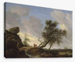 An Extensive Landscape With The Road To Emmaus Canvas - Salomon Van Ruysdael #1681052