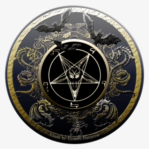 Baphomet With Dragons And Bats Charcoal Blue - Satanism #1681094