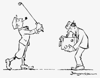 A Golfer's Posture - Golf Cartoon Black And White #1683956