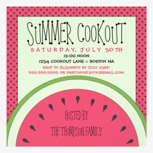 Watermelon Summer Cookout Invitation - Cookout Invitation #1685507