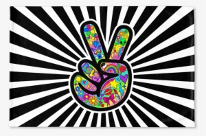 Funky Peace Sign Floormat - Ilusi Optik Hitam Putih #1687790