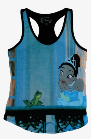 A Black Tanktop With Tiana Resting On The Ledge With - Disney 2 X 16 Tiana Y El Sapo #1691263