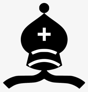 Black, Symbol, Cross, King, Cartoon, Chess, Game - Black Bishop Chess Piece #1693003