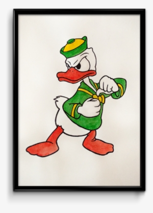 I Finished My Ink-outline Watercolors For My Office - Universidad De Oregon Pato Donald #170717