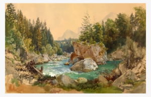 Medium Image - Wooded River Landscape In The Alps #171222