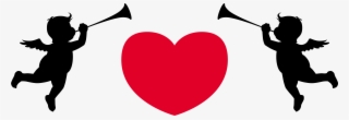 Cupids Silhouettes With Heart Png Clipart - Araw Ng Mga Puso #171619