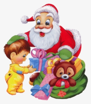 Cute Santa And Kid Png Clipart - Santa With Children Clipart #171719