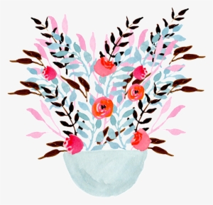 Watercolor Flower Pot Decoration Vector - Watercolor Painting #172105