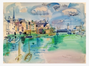 Signed Illegibly School Of Paris Watercolor Of Boats - Painting #172883