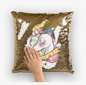 Watercolor Unicorn With Pattern ﻿sequin Cushion Cover #174239