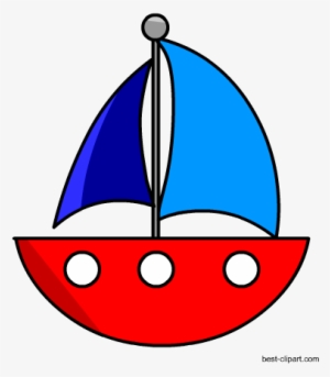Cute Free Red And Blue Sail Boat Clip Art - Blue Boats Clip Art #176393