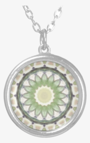 Pastels In Watercolor Mandala Pattern Silver Plated - Small Silver Plated Charm Necklaces #176638