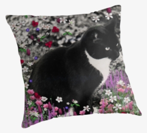 Freckles In Flowers Ii - Freckles The Tux Cat In Flowers Ii Throw Blanket #177070
