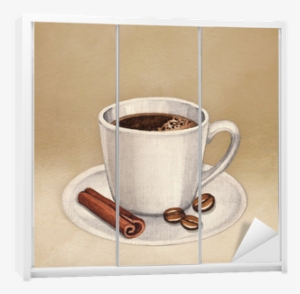 Watercolor Illustration Of Coffee Cup Wardrobe Sticker - Coffee #177806
