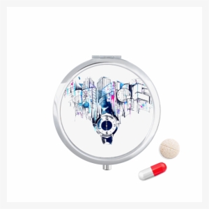 City Modern Building Clock Watercolor Travel Pocket - Pharmaceutical Drug #178567